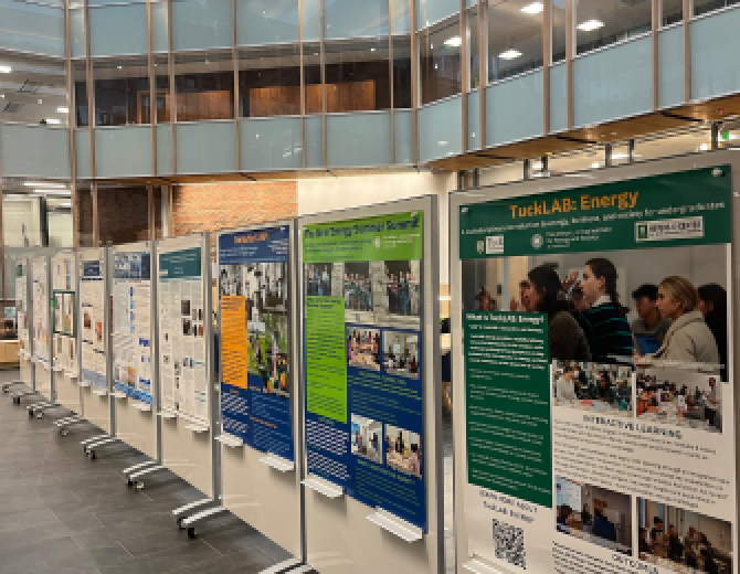 posters in the Institute atrium from Climate and Energy Week 2023