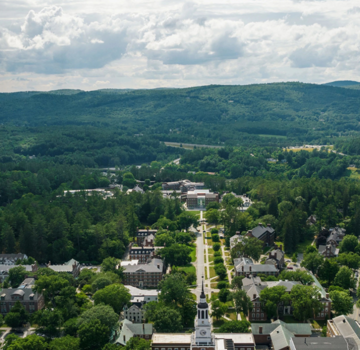 an aerial view of Dartmouth's campus