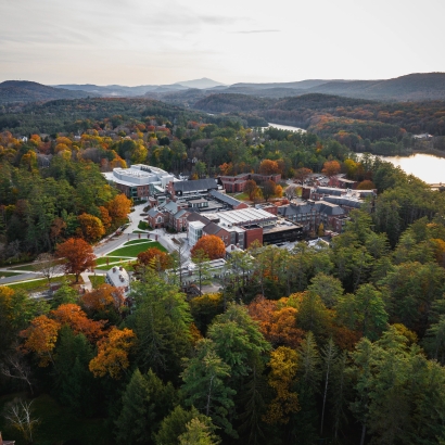 an aerial view of campus 