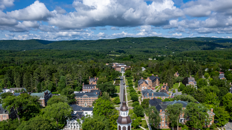 aerial view of Tuck Mall from Baker Tower