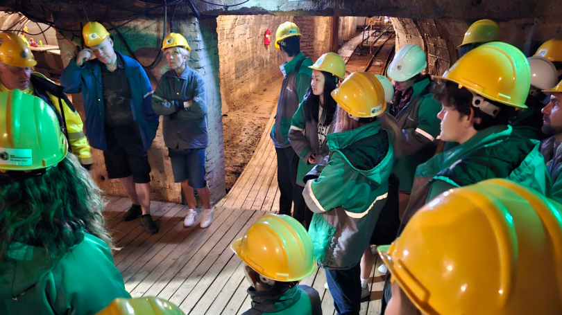Students in an Estonian mine