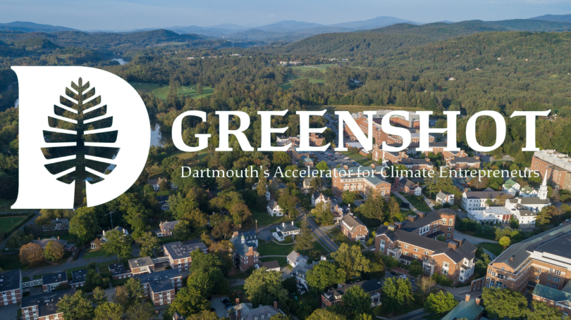 an aerial view of campus with the greenshot logo overlaid