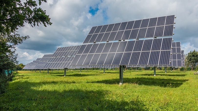 Photovoltaic panels in a field