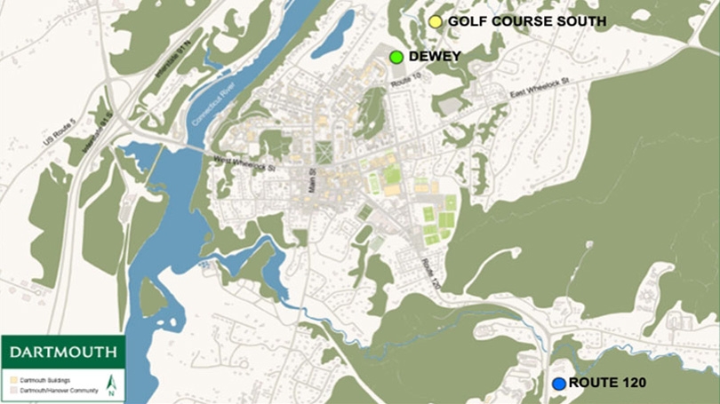 Map showing proposed locations of biomass facility