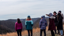 Students looking at a former coal mining site